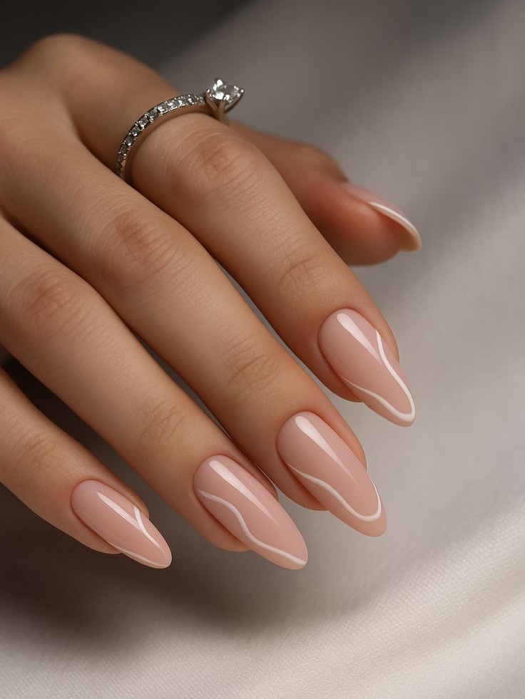 Blush Whisper Lines nails