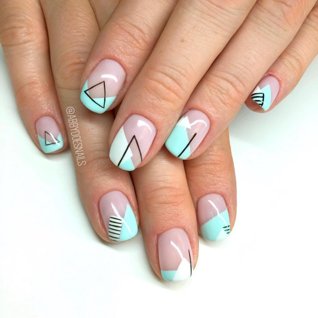 Mint Geometric Tips nails