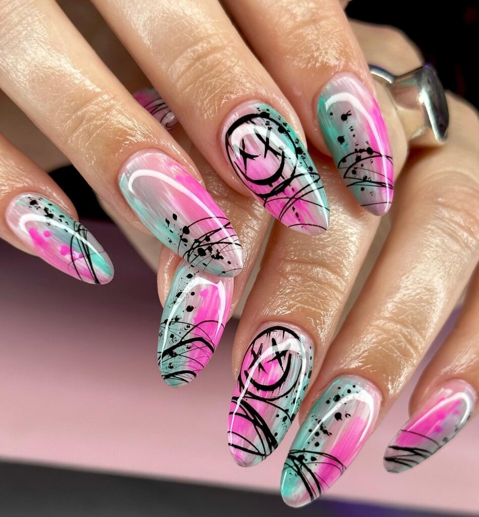 Grunge Pop Swirls nails