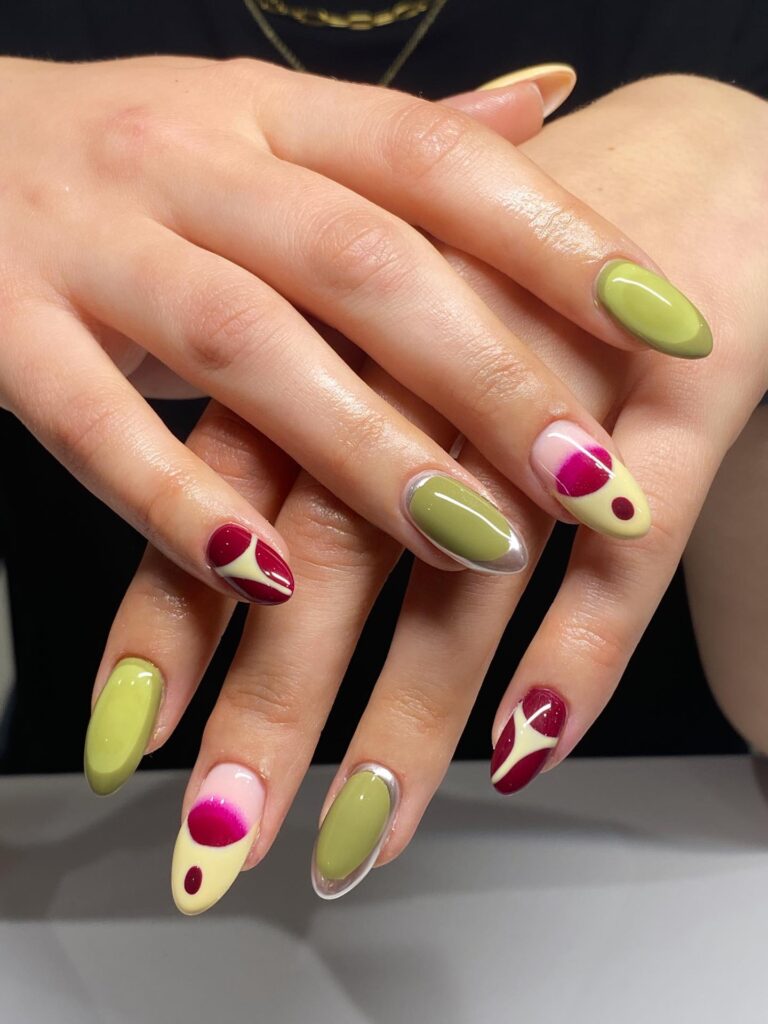 Olive & Berry Bauhaus nails