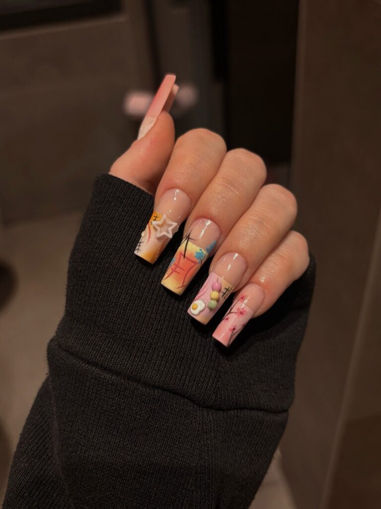 Y2K Tokyo Collage nails
