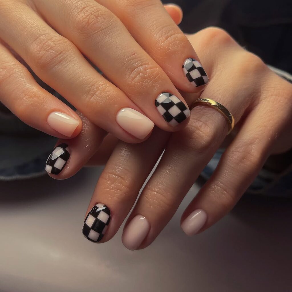 Barely-There Checks nails