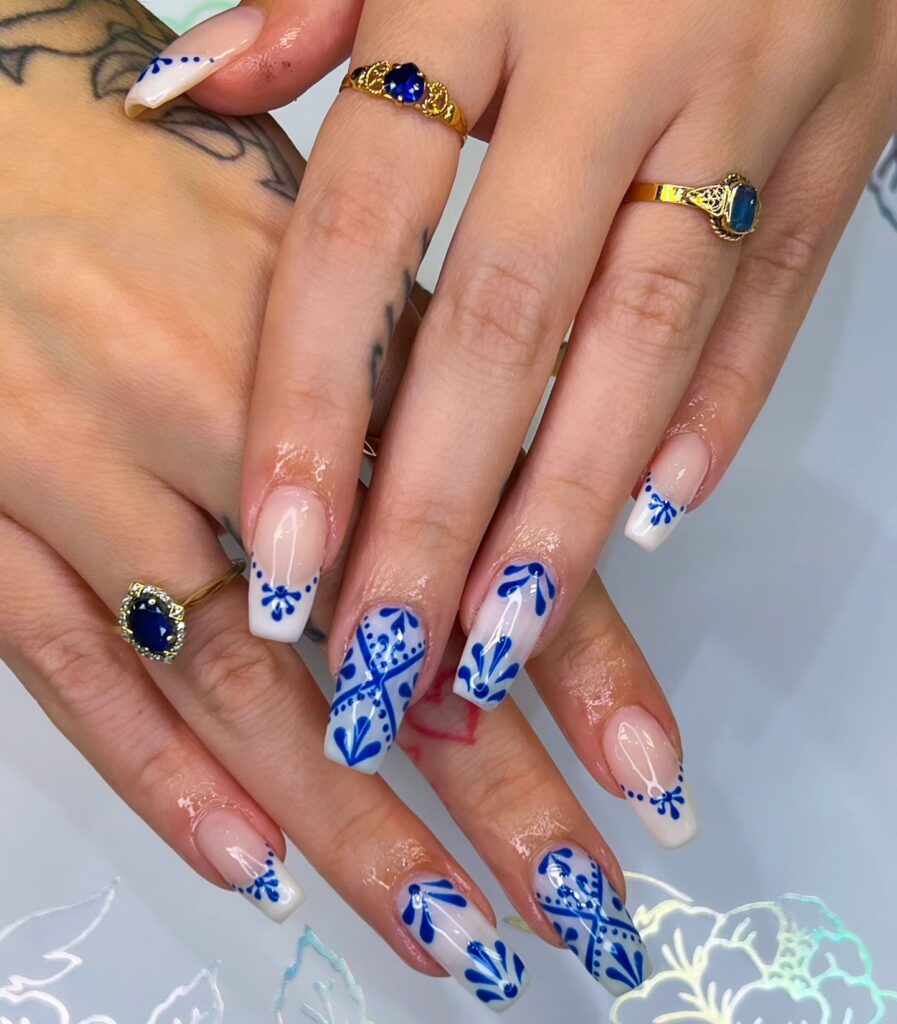 Sky Blue Marble nails