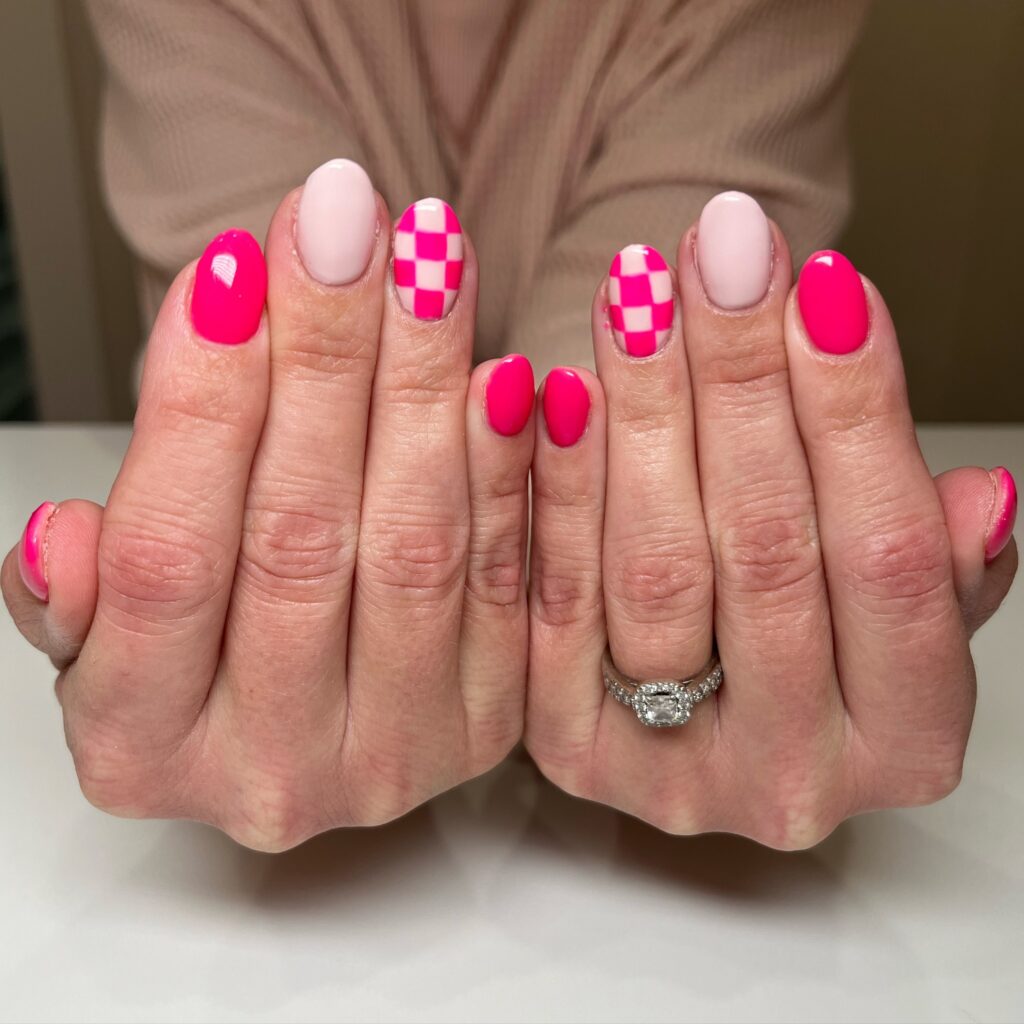 Hot Pink Duo nails