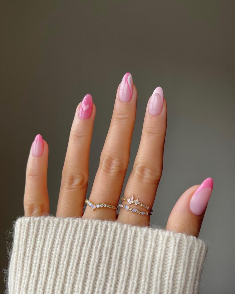 Pink Swirl Aura nails