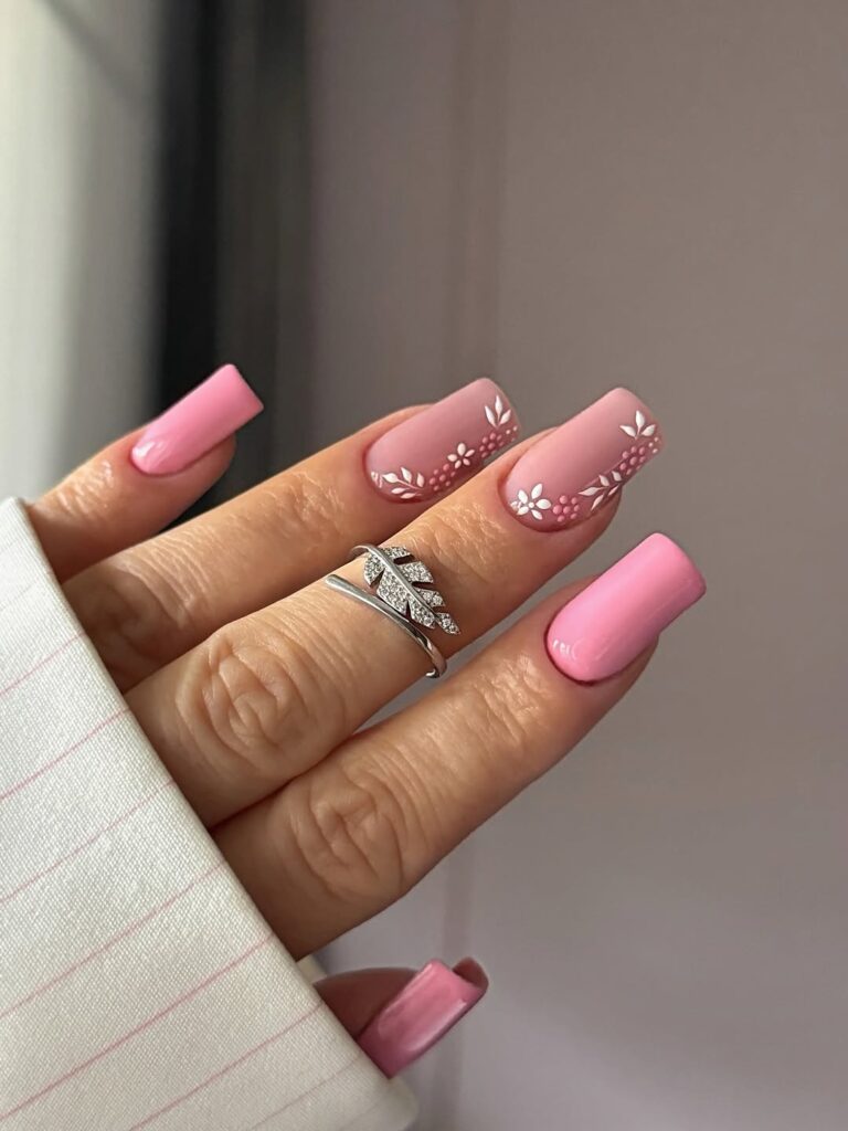 Blush Floral Lace nails