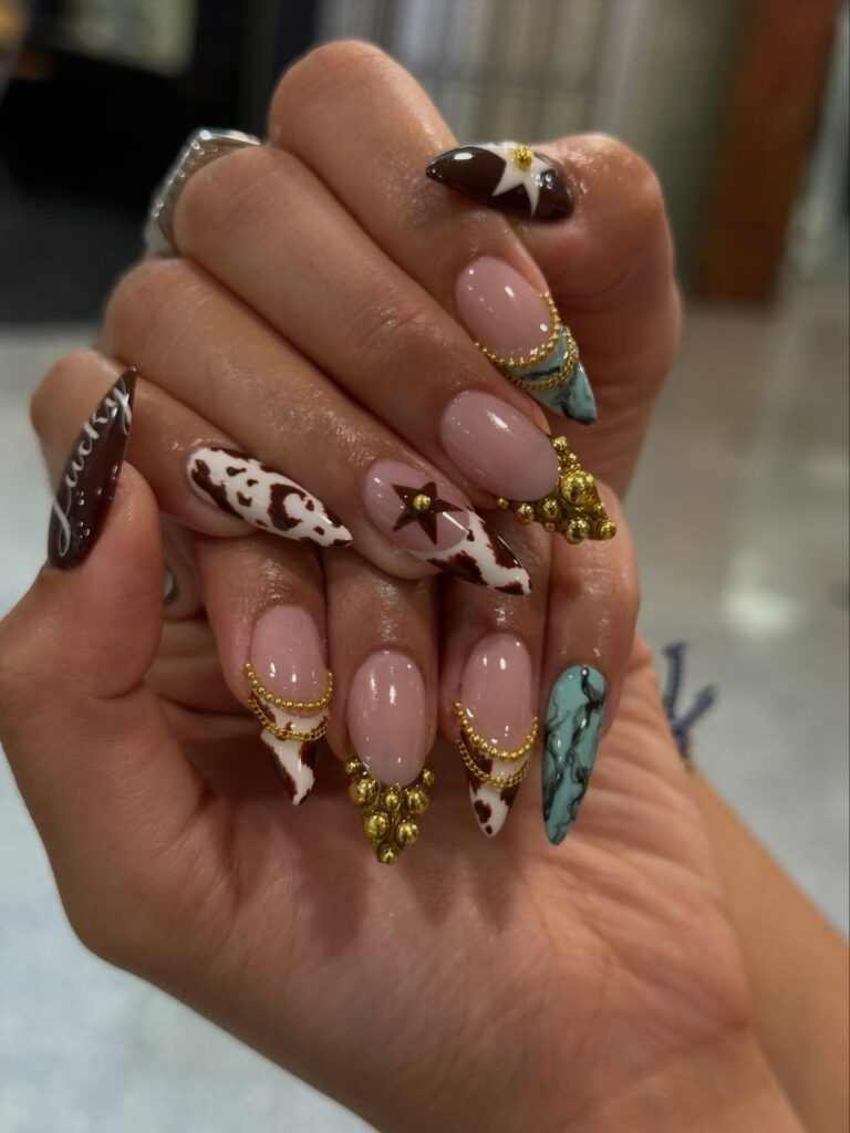Western Turquoise Luxe nails