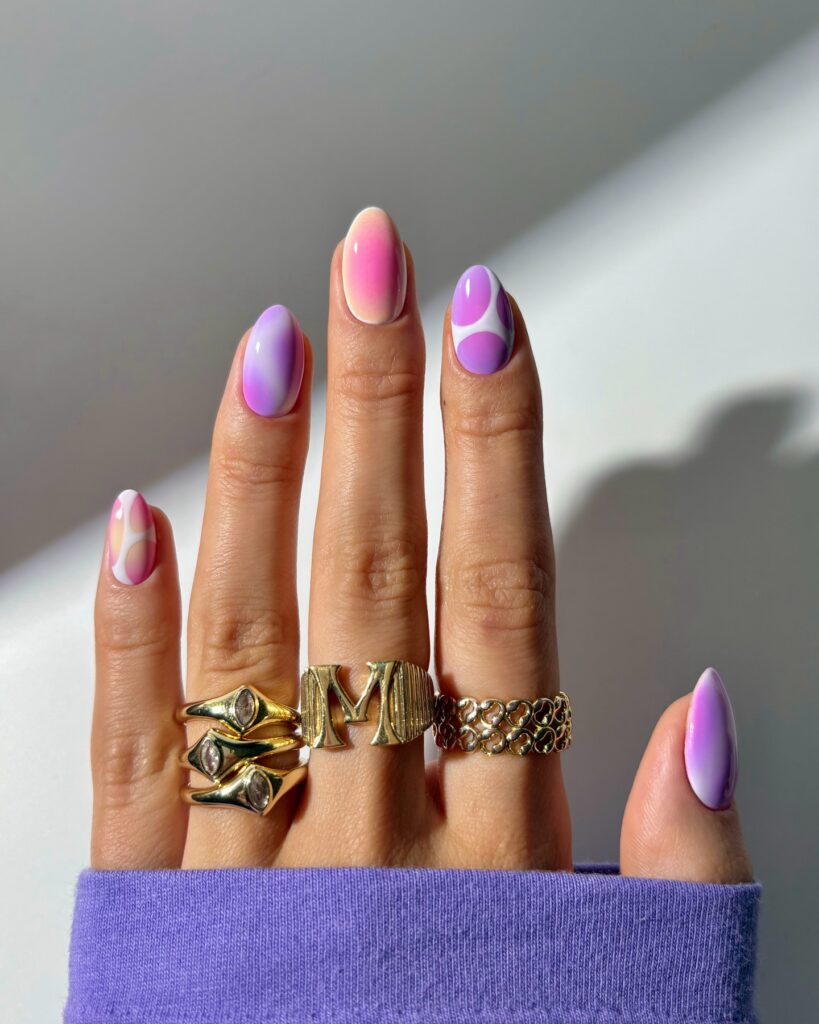 lilac swirl nail art