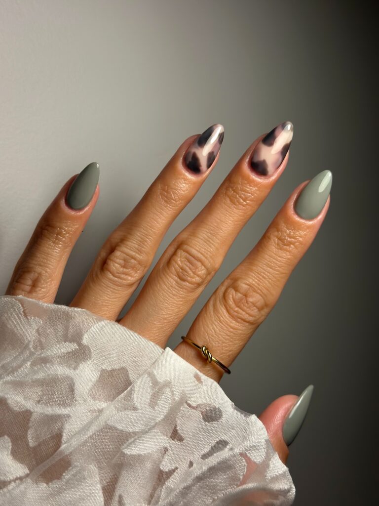 Sage Tortoiseshell nails