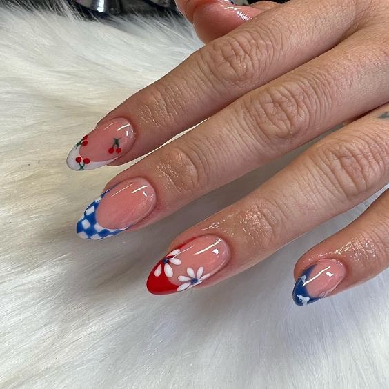 Patriotic French Tips nails