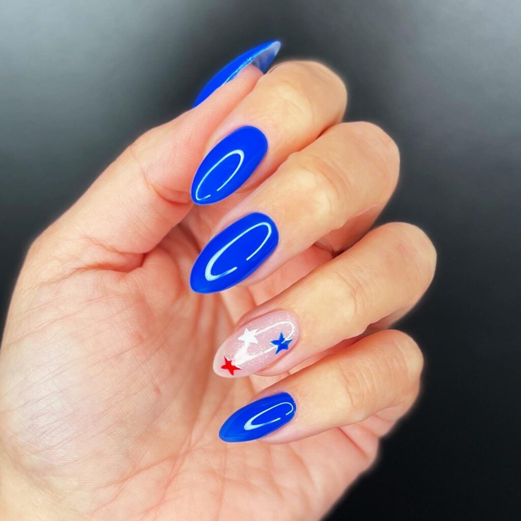 Electric Blue Stars nails