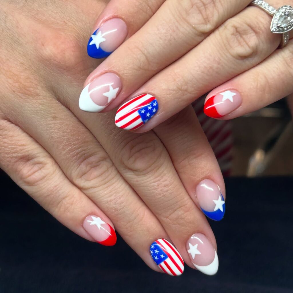 Flag-Front French nails