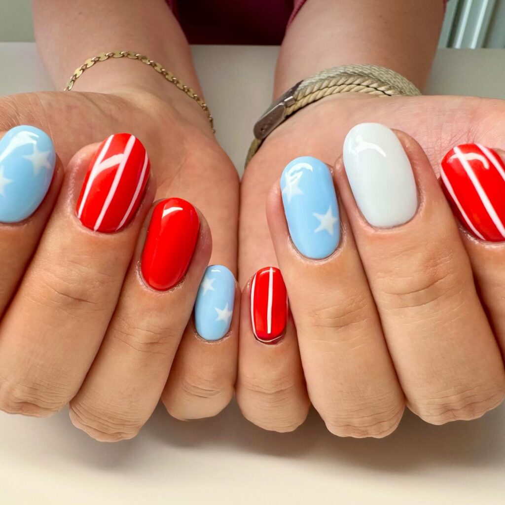 Pastel Stars & Stripes nails