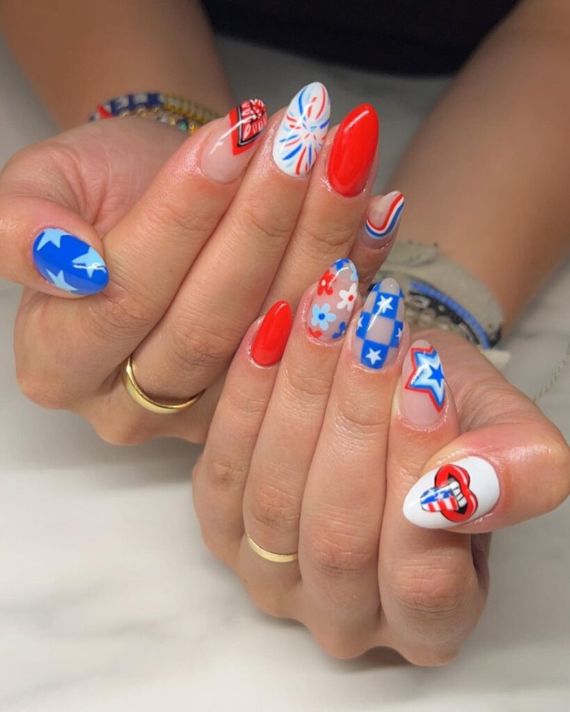 Eclectic Americana Mix nails