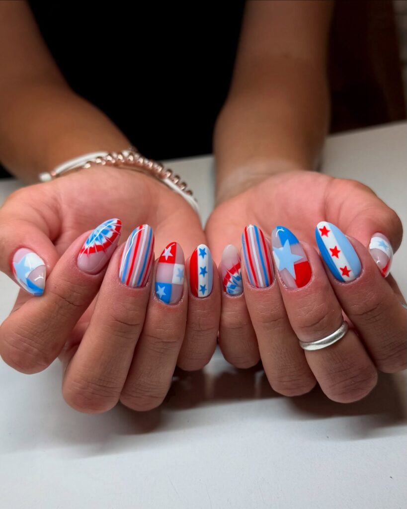 Confetti Stripe Mix nails