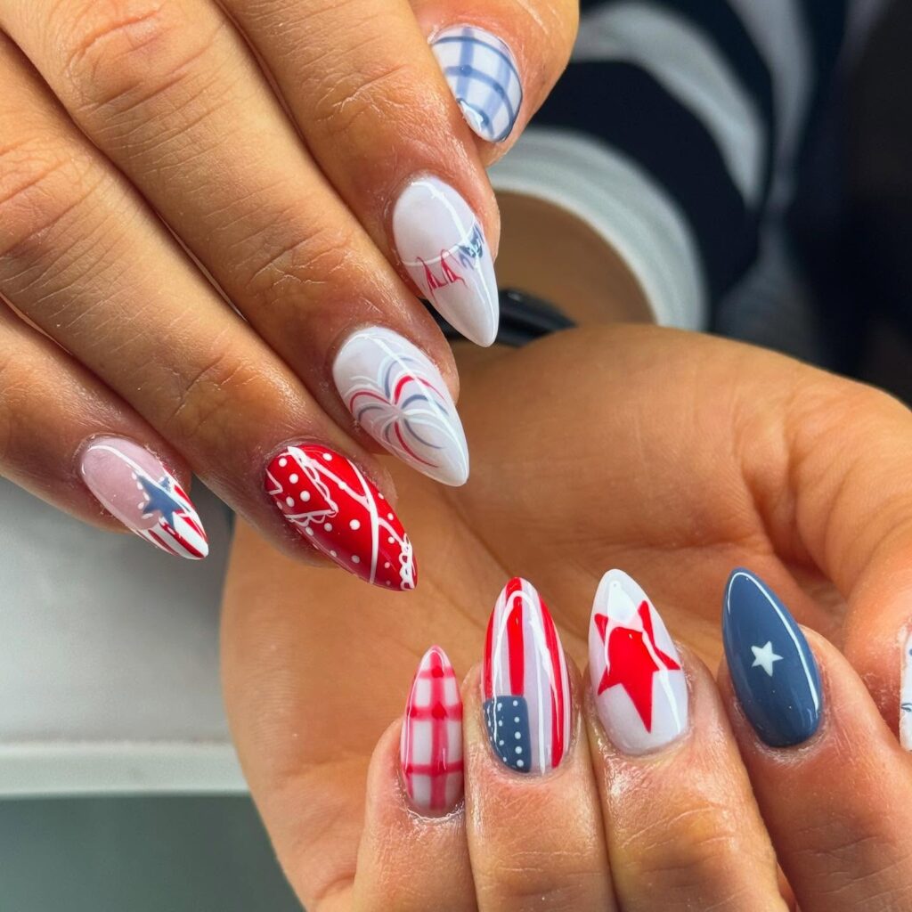 White Canvas Fireworks nails