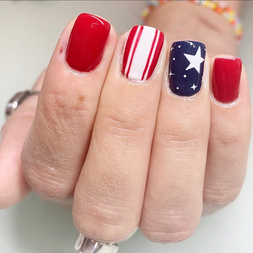 Bold Red Navy nails