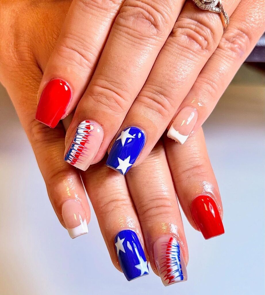 Stars & Fan Detail nails