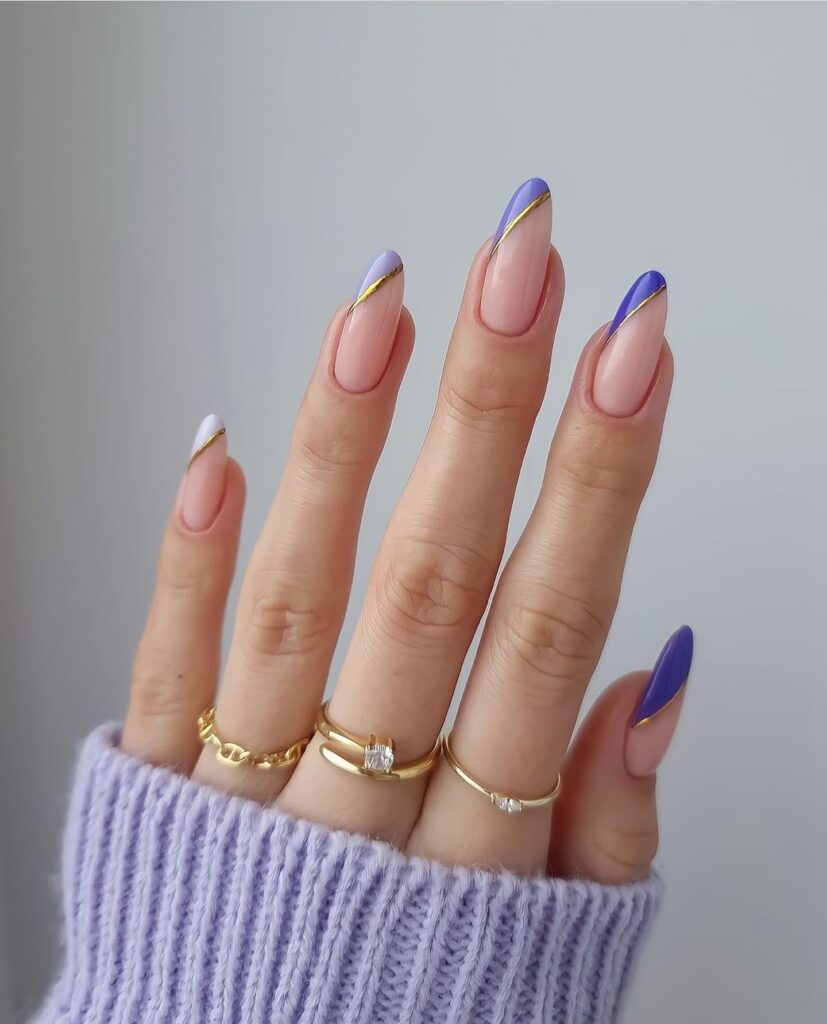 Lilac & Cobalt Tips nails