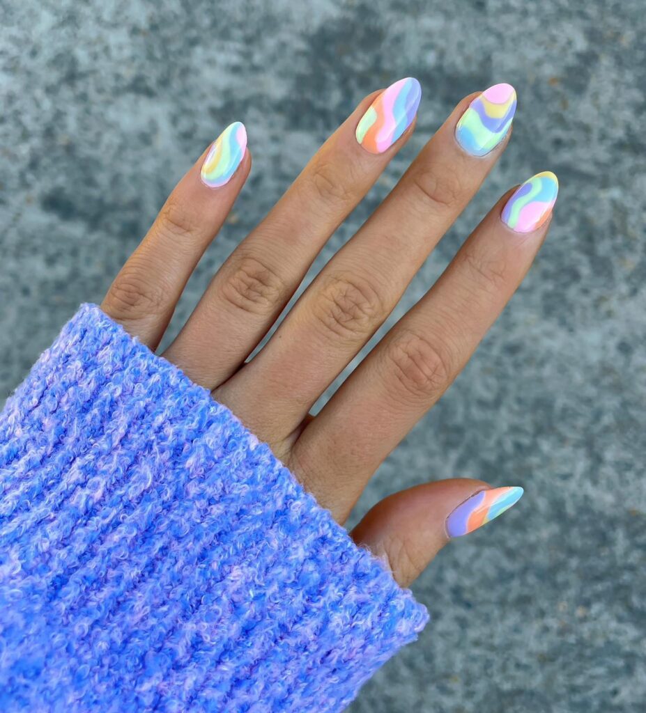 Pastel Marble Swirls nails