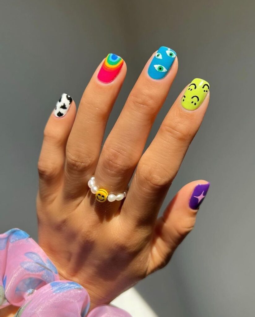 Cartoon Icon Brights nails