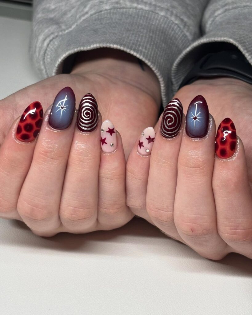 Dark Celestial Red nails