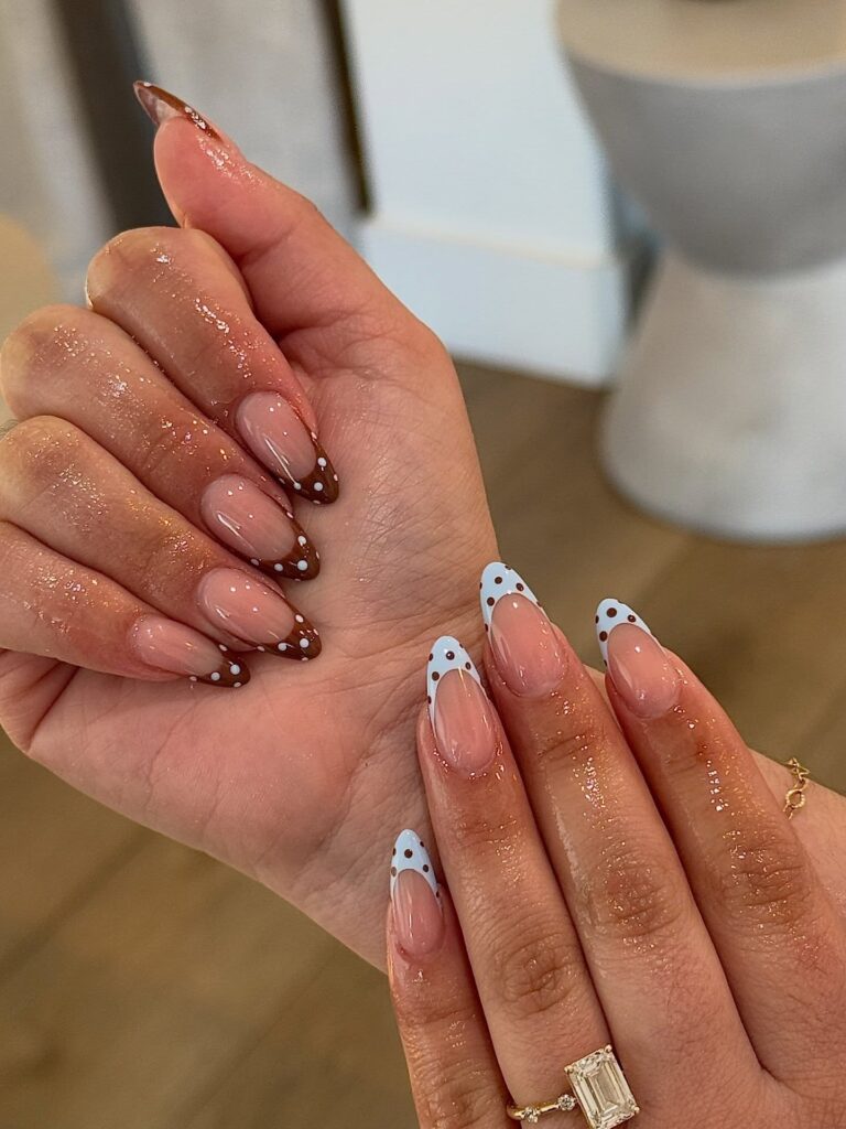 Chocolate & Blue Tips nails