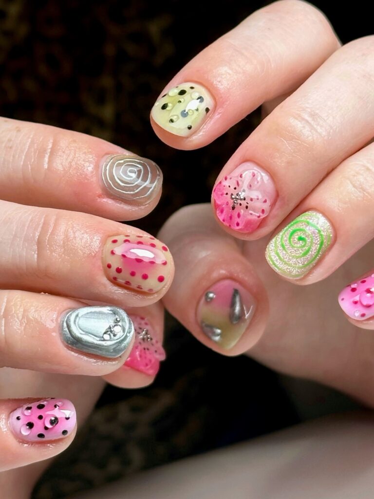 Eclectic 3D Pastels nails