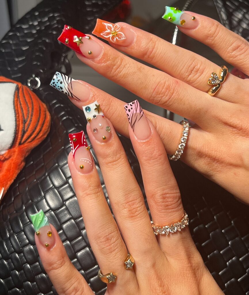 Rainbow Coffin Tips nails