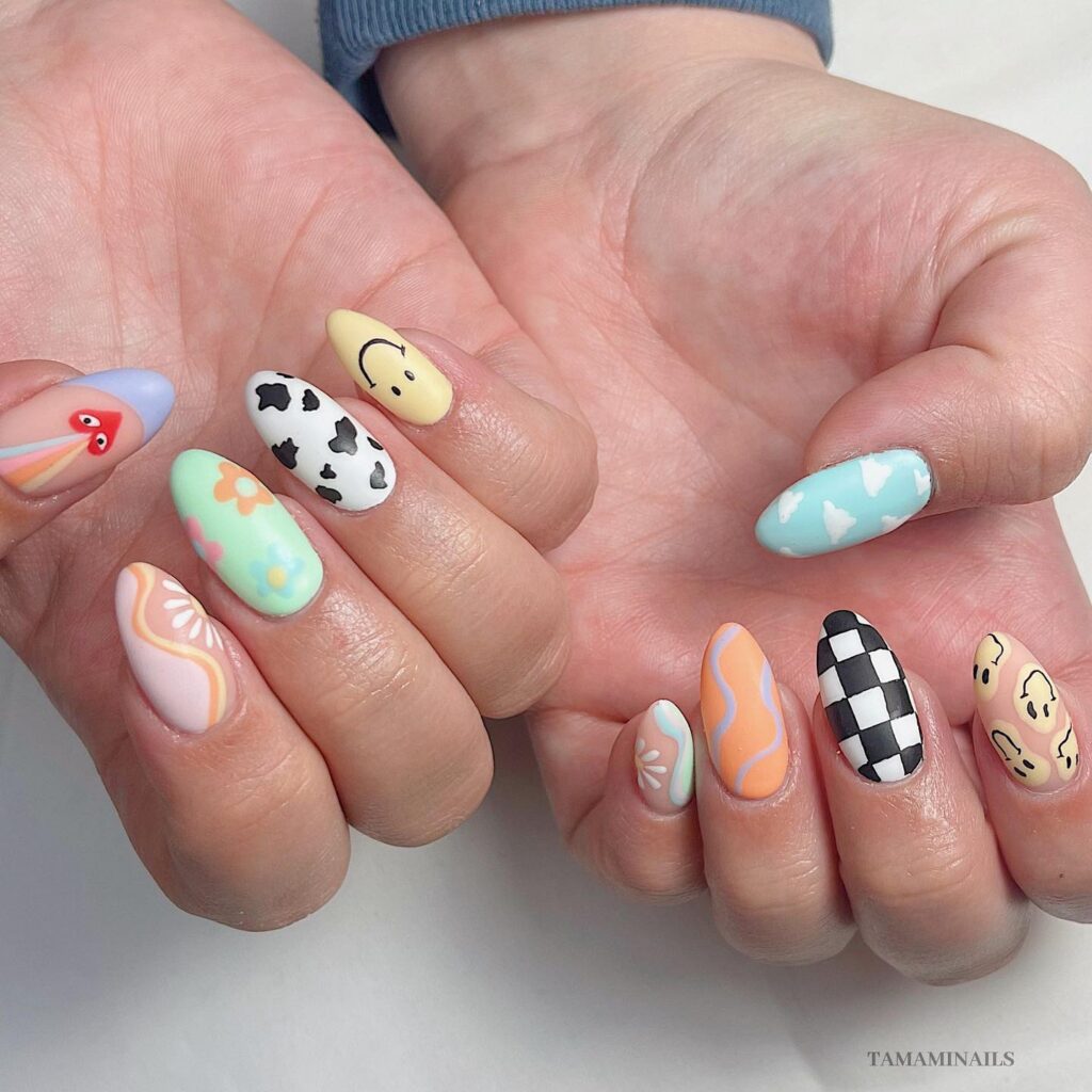 Soft Indie Pop Art nails