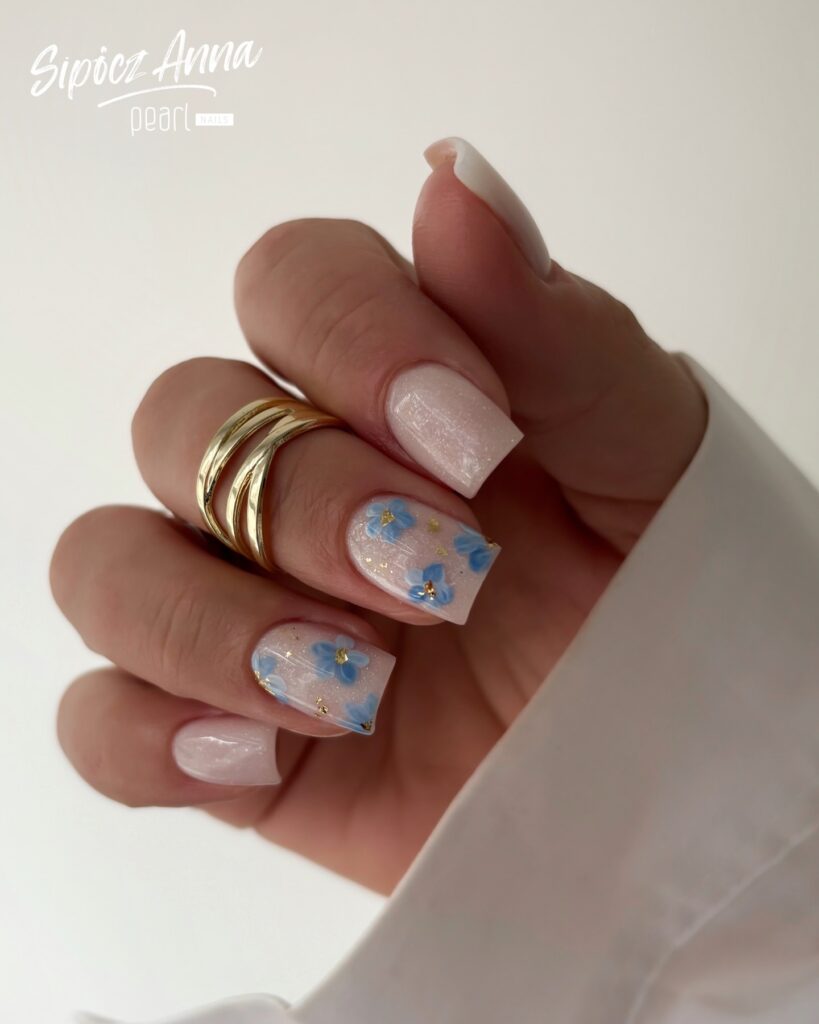 Electric Blue Drip nails