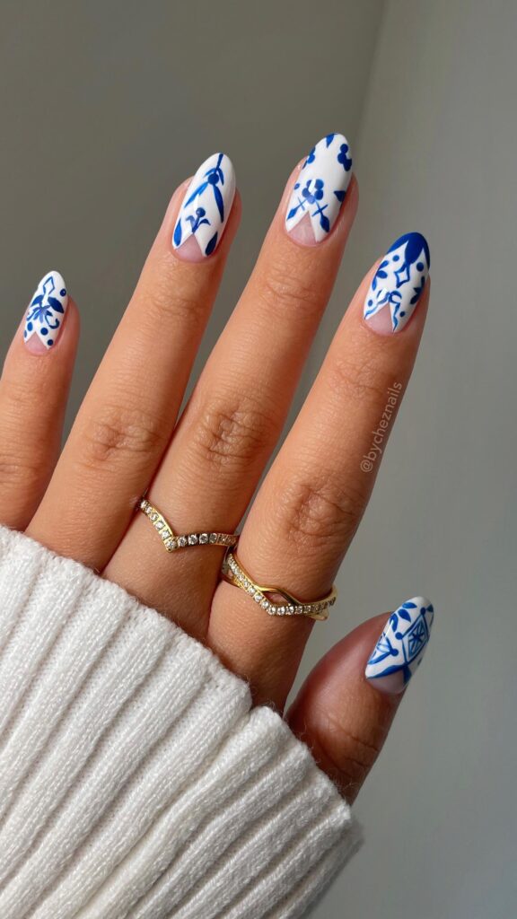 Blue Majolica Mosaic nails