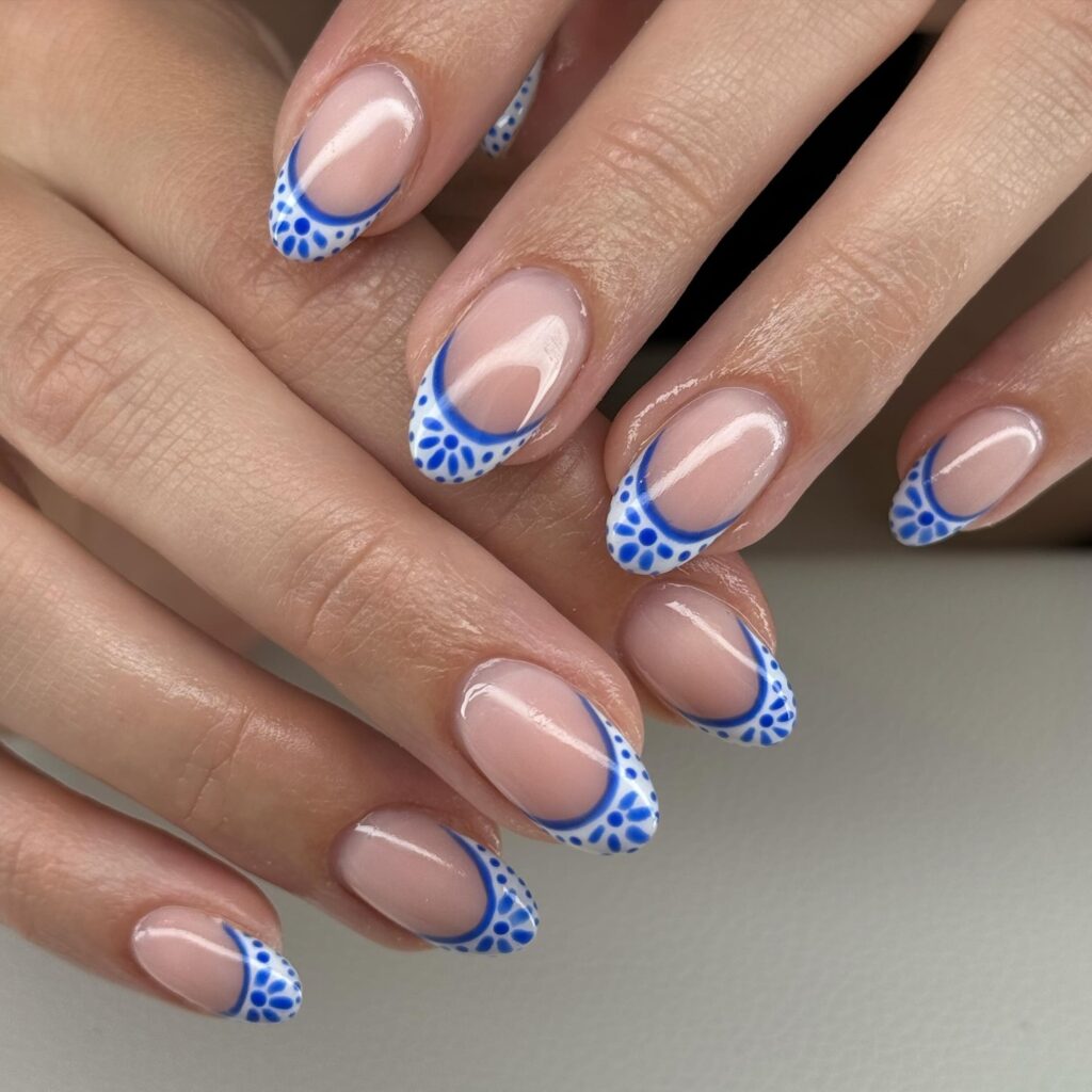 Blue Tile French nails