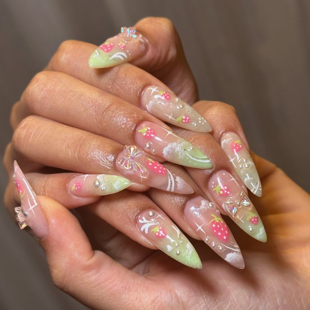 Fairy Strawberry Meadow nails
