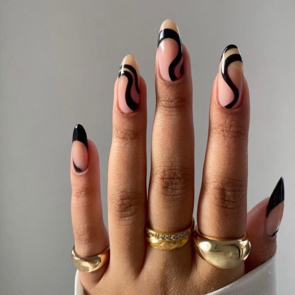 Ink-Black Contrast nails