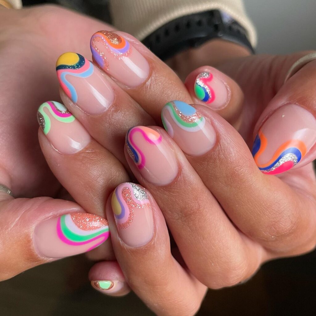 Glitter Festival Swirls nails
