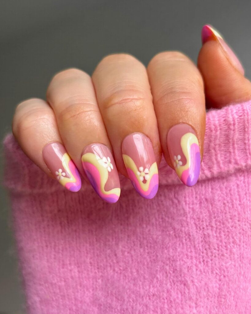 Full Rainbow Swirls nails