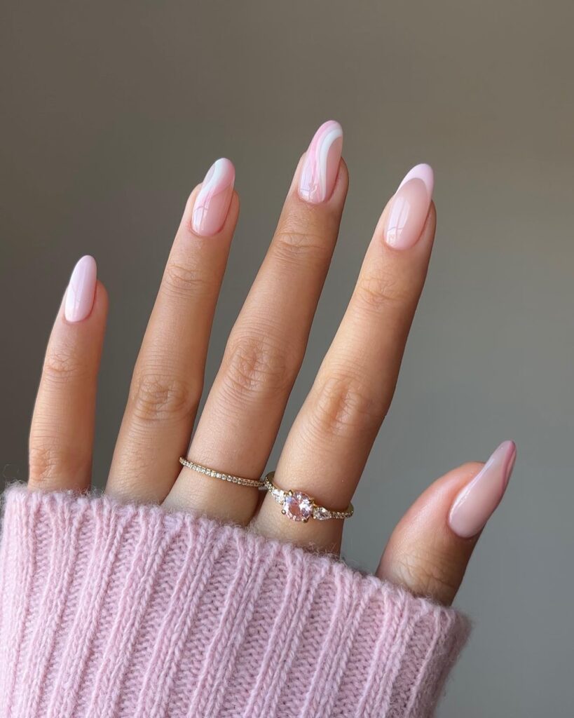 Milky Pink Marble nails