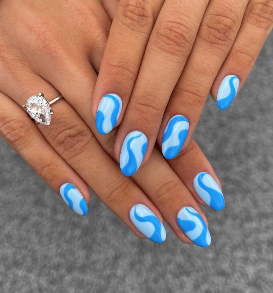 Sky Blue Wave Fill nails