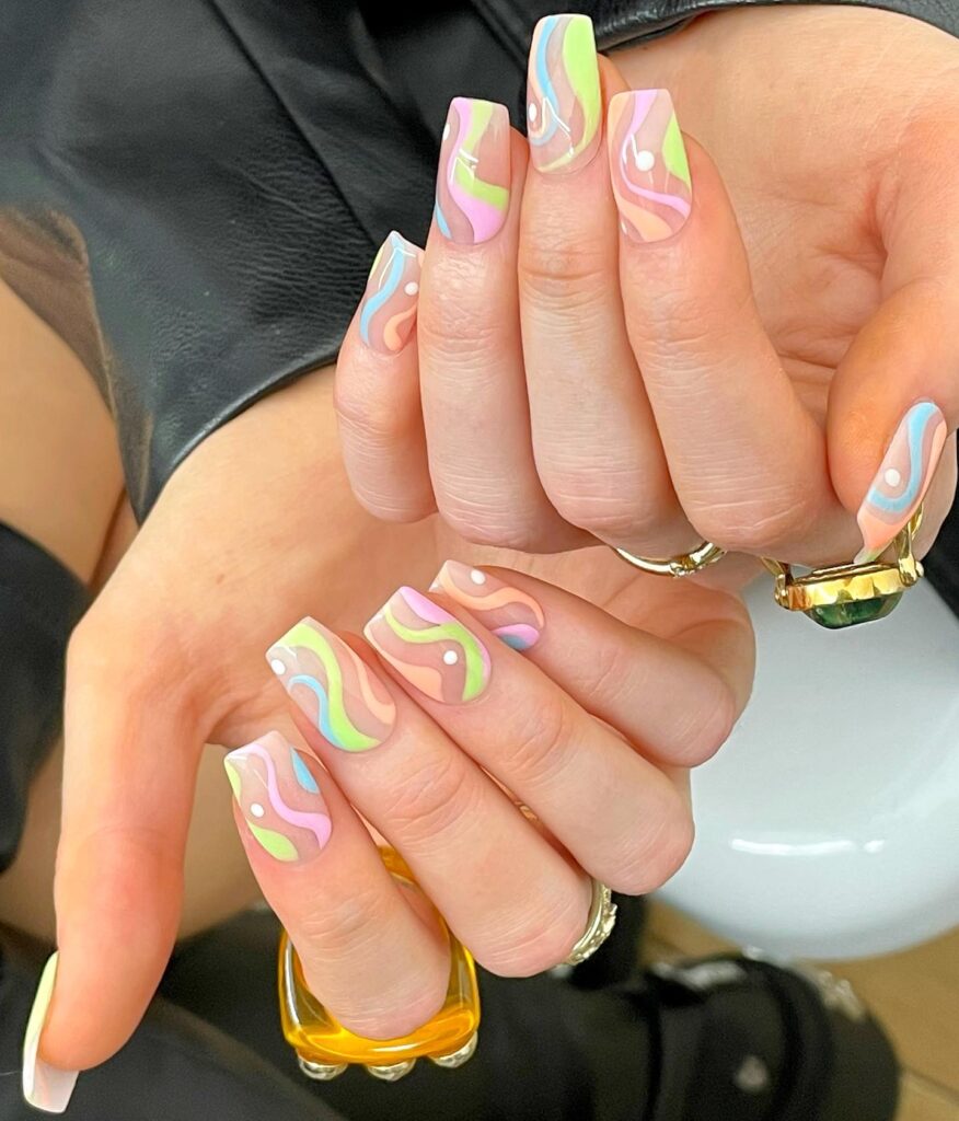 Pastel Confetti Swirls nails