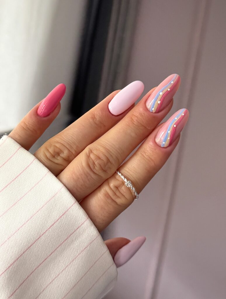 Ballet Swirl Gems nails