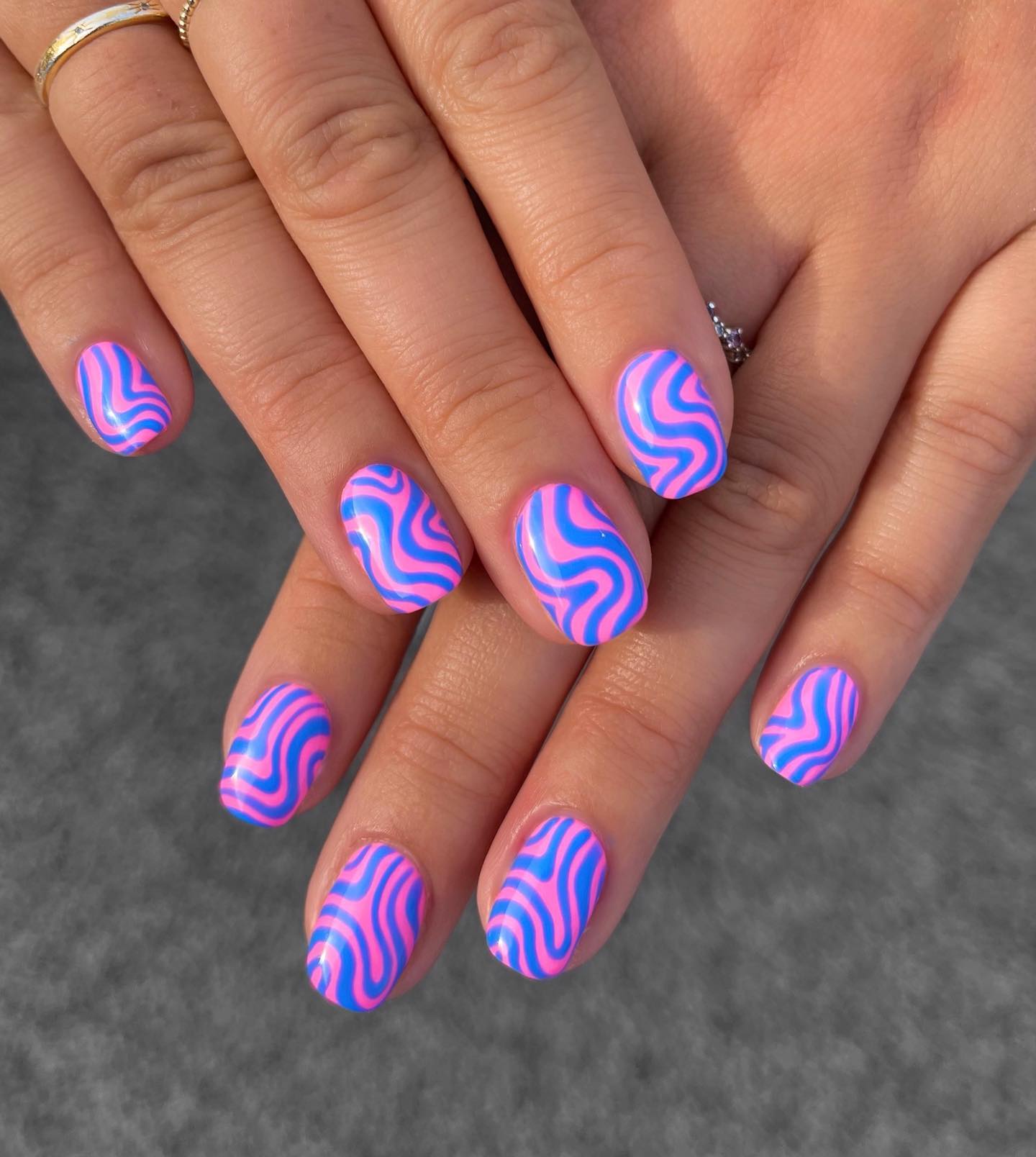pink and purple swirl nails