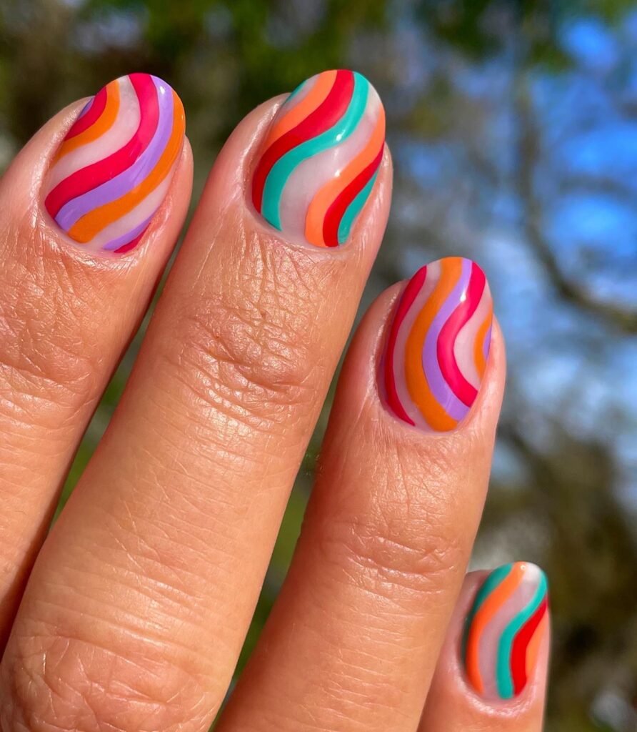 Festival Stripe Swirls nails