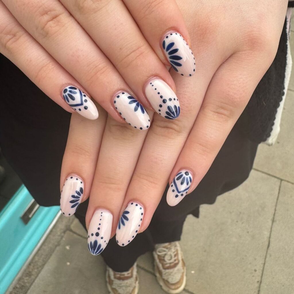 French Navy Matte nails
