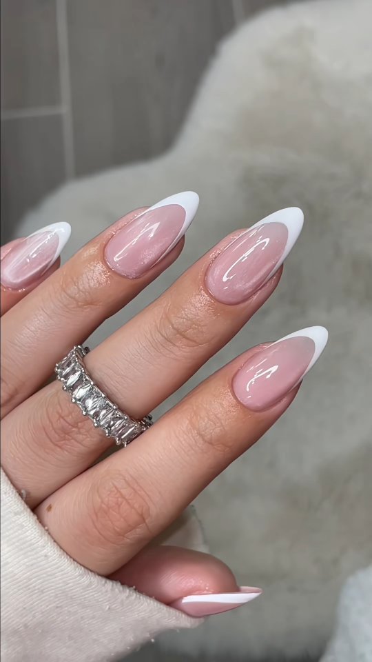 Soft White French nails