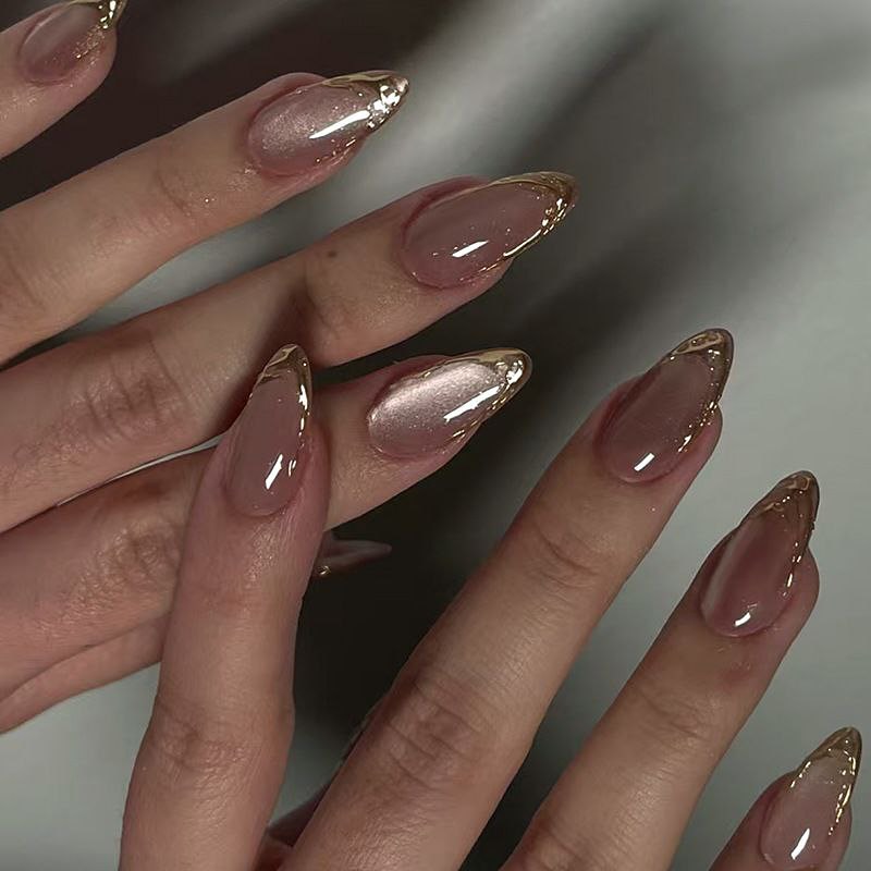 Gold Chrome French nails