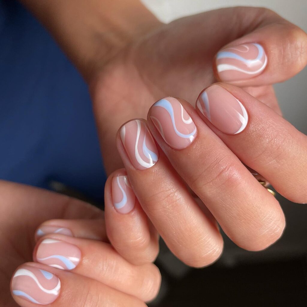 Ocean Glitter Fade nails