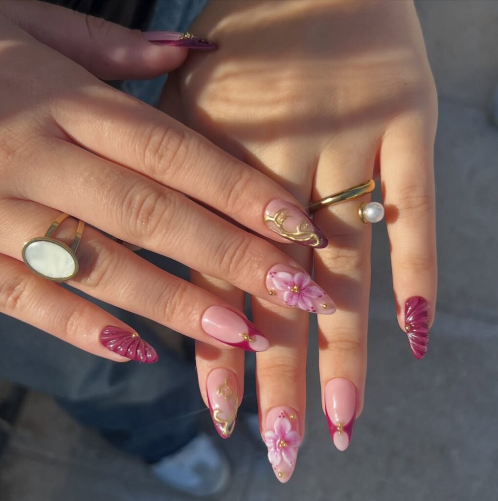 Botanical 3D Bloom nails