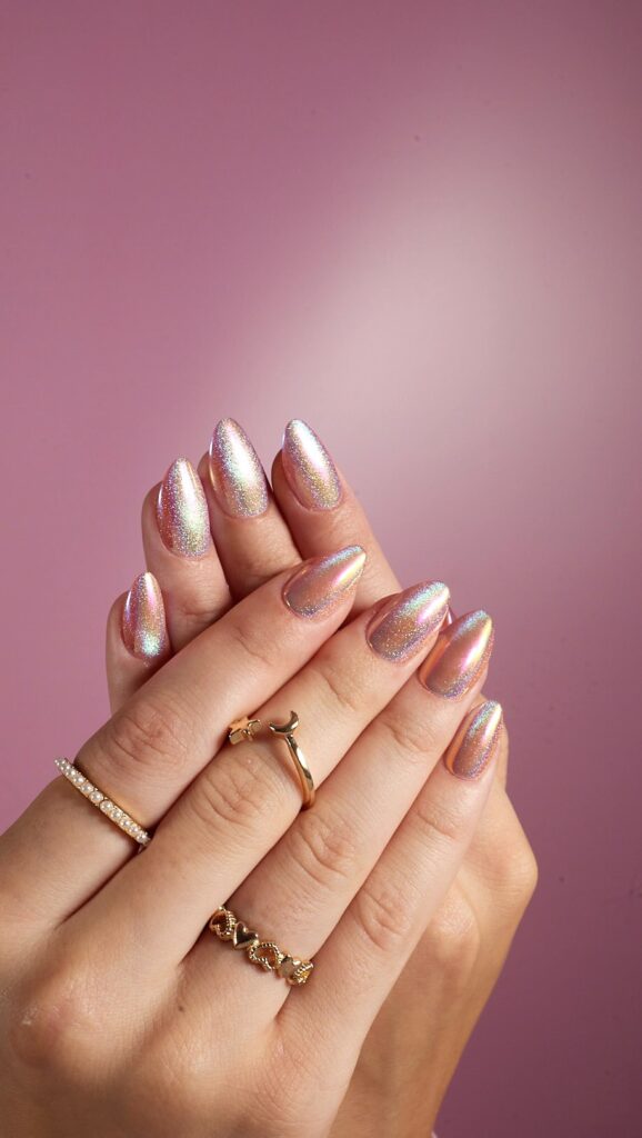 Rose Gold Chrome nails