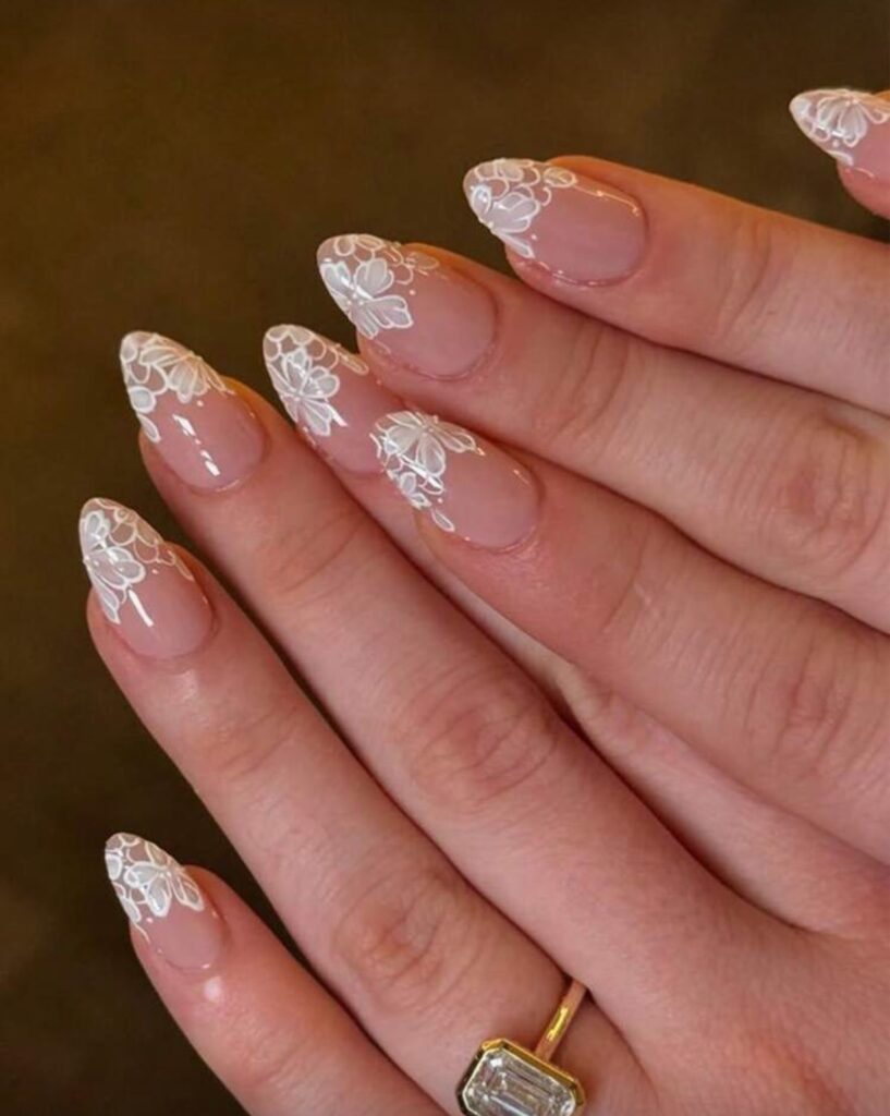 Bridal Floral Tips nails